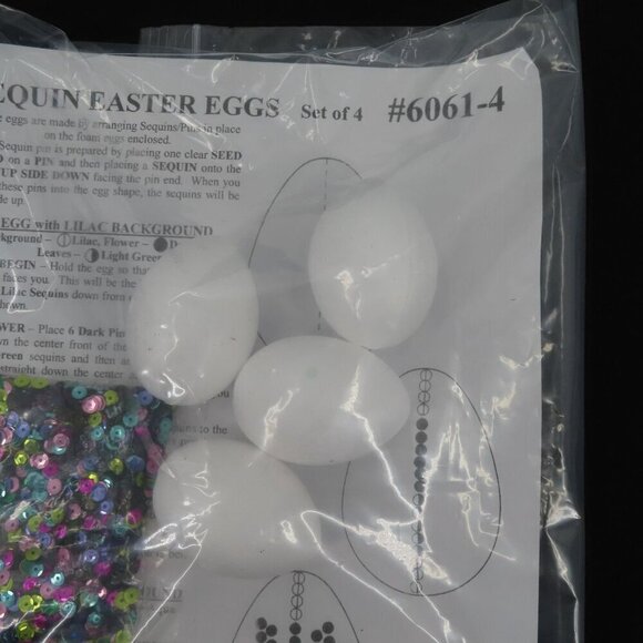 Design Works Set of 4 Sequin Easter Eggs Craft Kit 6061 NEW Open Package Holiday - Picture 3 of 8